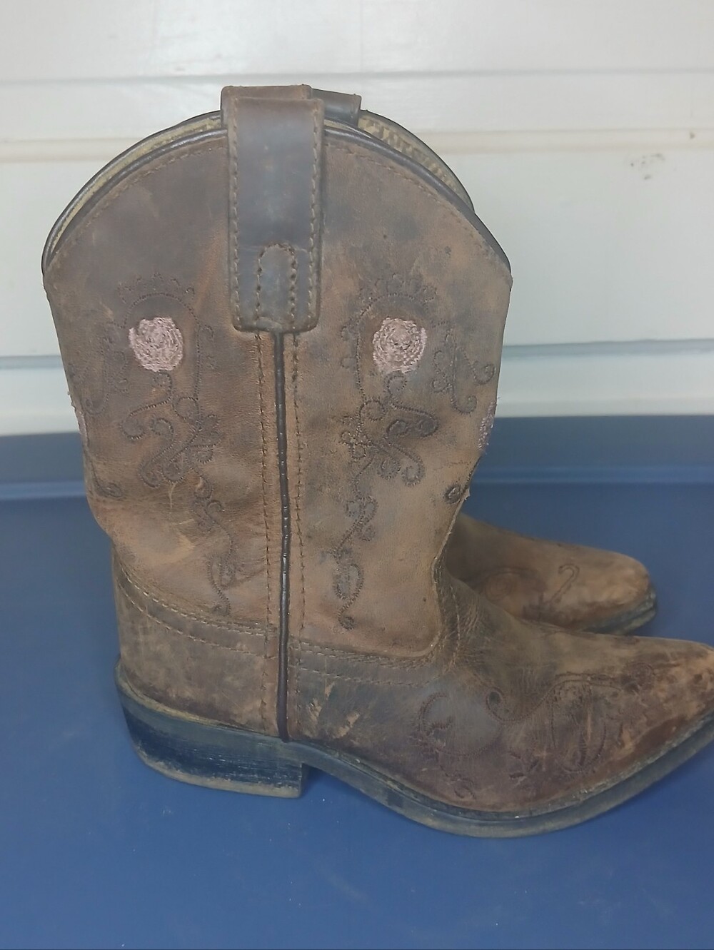 Kids Smoky Mountain Cowboy Boots Brown Pink Embroidered Western Girls Size 10.5R